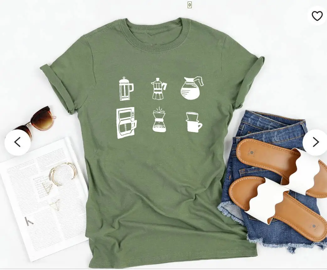 Grey Coffee Cup Graphic T-Shirt Short Sleeve - Image 3