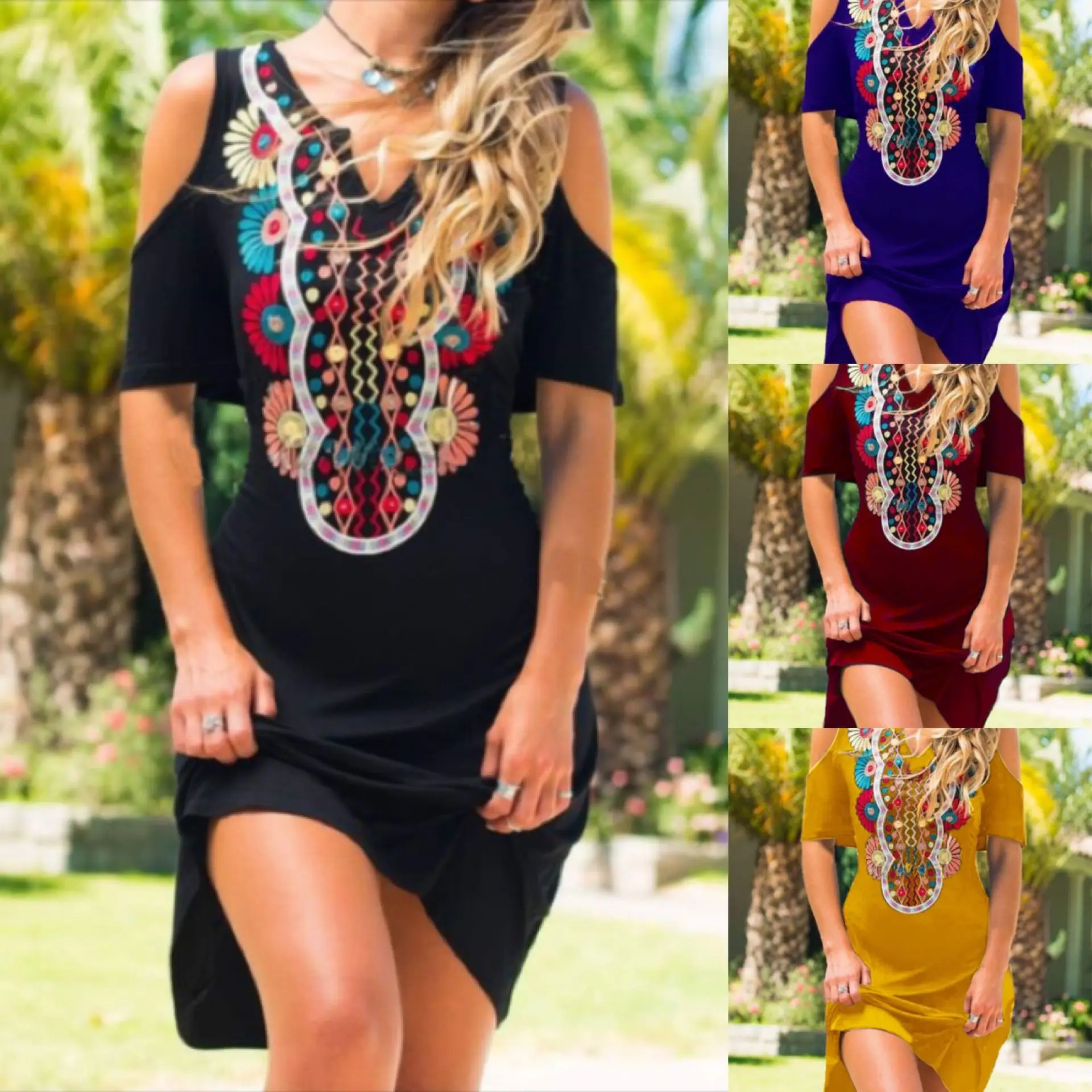 New Butterfly Print Off-Shoulder Dress for Women - Image 13