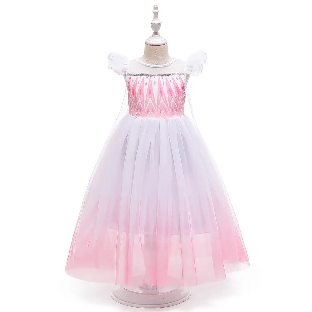 Frozen Flying Sleeve Lace Ruffled Dress Blue - Image 7
