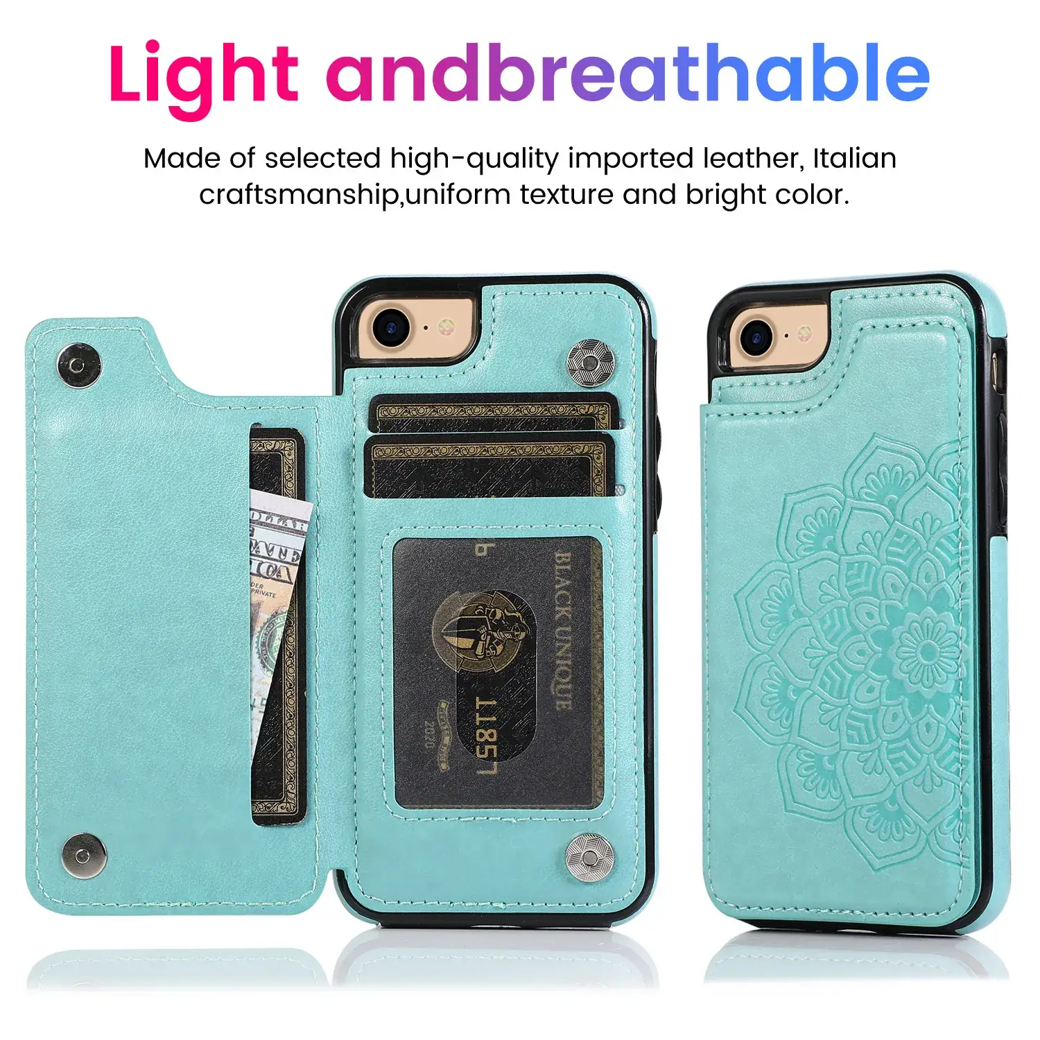 Mandala Embossed Leather Phone Case Pink 17 Pro - Image 9
