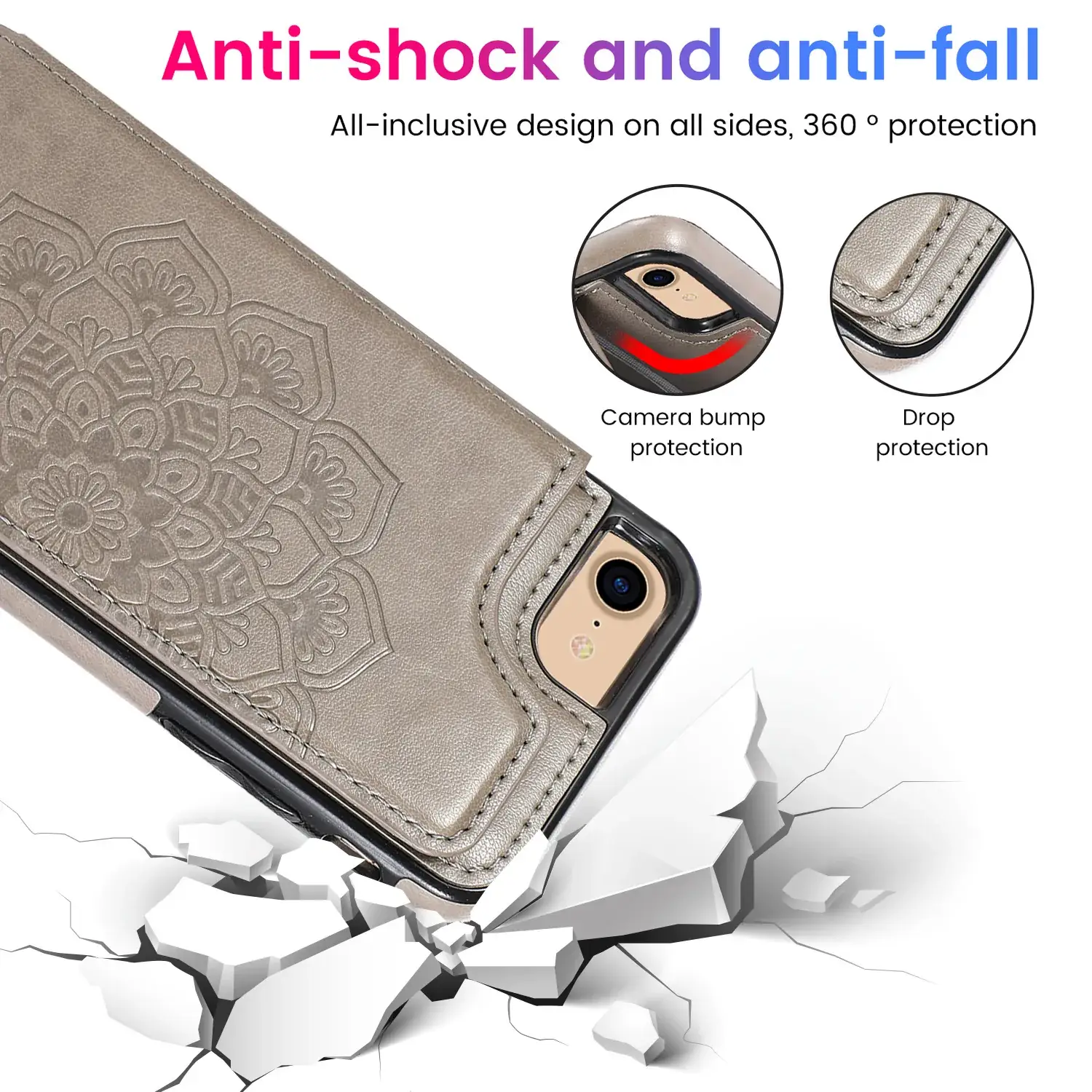 Mandala Embossed Leather Phone Case Pink 17 Pro - Image 10