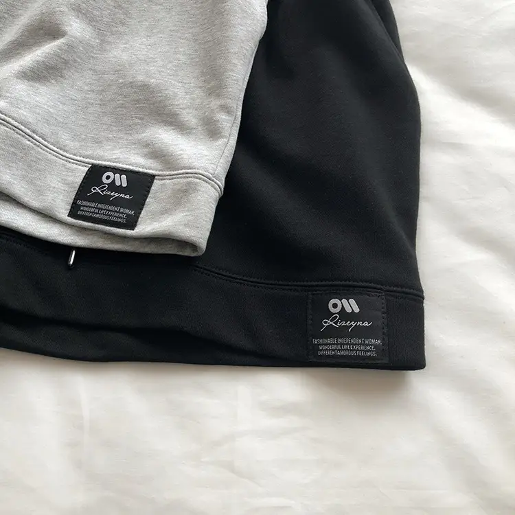 Terry Cotton Shorts Set for Women Black Gray High Waist