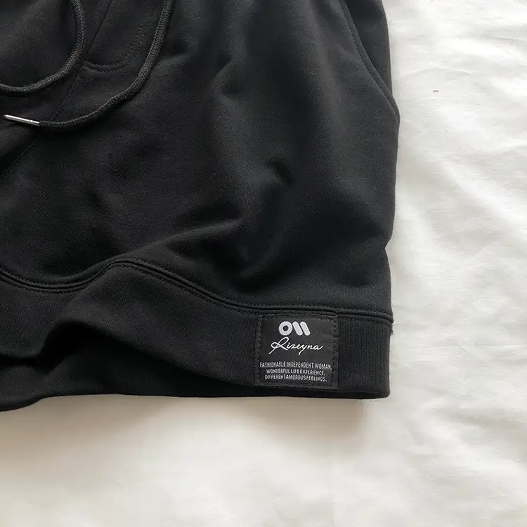 Terry Cotton Shorts Set for Women Black Gray High Waist — feature 16