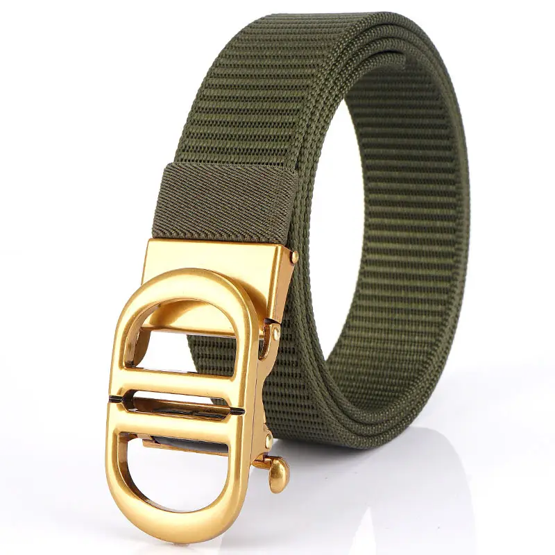 Men Black Automatic Buckle Belt with Gold Clasp - Image 2