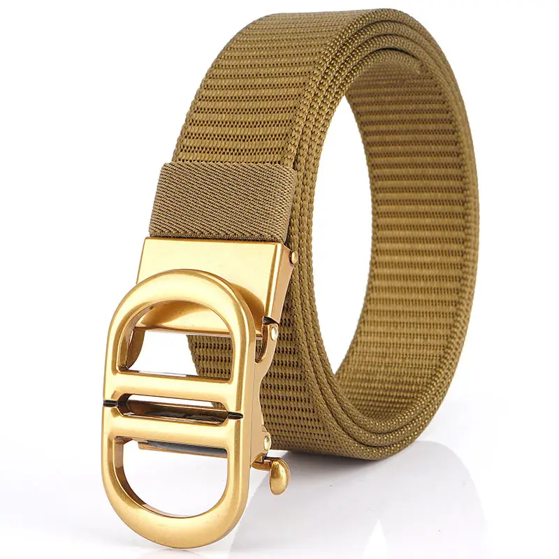 Men Black Automatic Buckle Belt with Gold Clasp - Image 3
