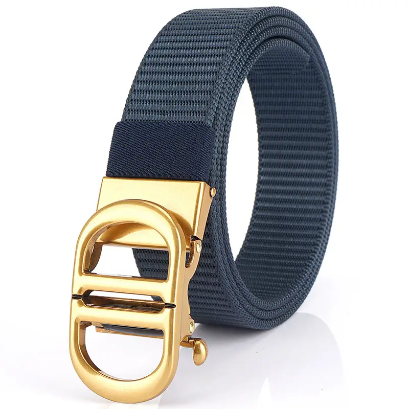 Men Black Automatic Buckle Belt with Gold Clasp - Image 4
