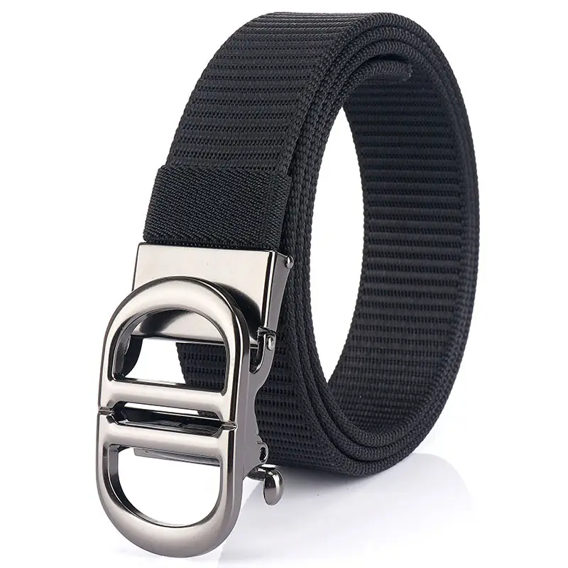 Men Black Automatic Buckle Belt with Gold Clasp - Image 9