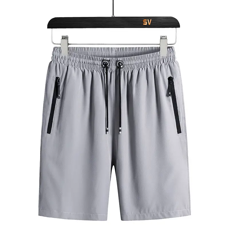 Men's Grey Zipper Shorts Quick-Drying Loose Breathable - Image 7
