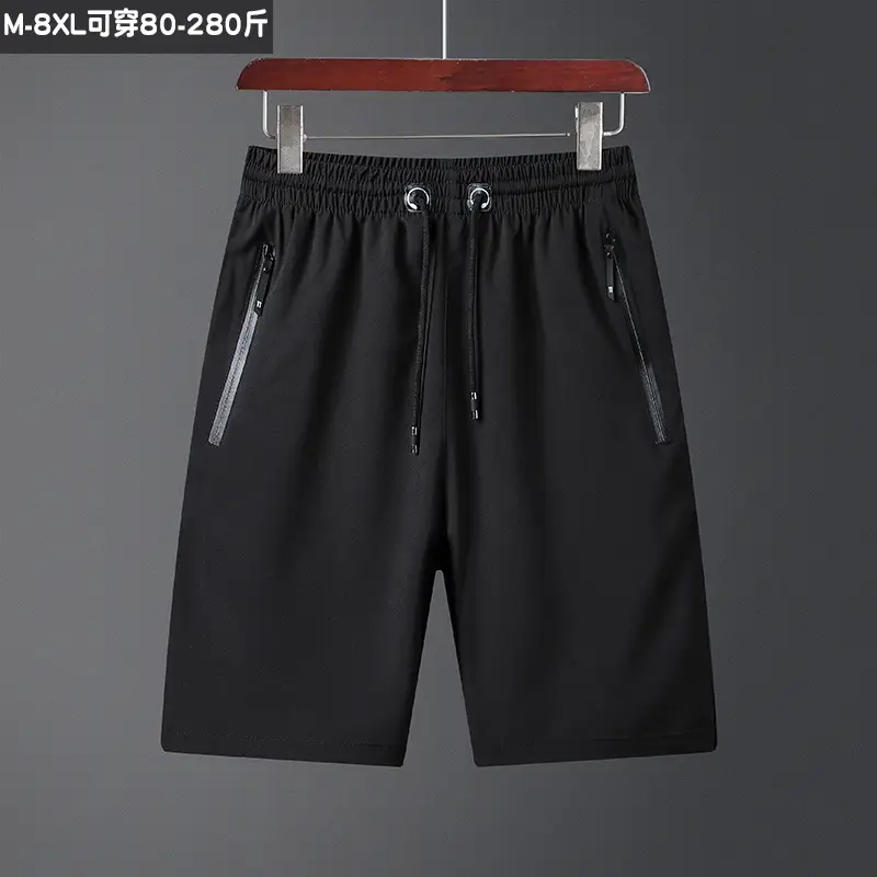 Men's Grey Zipper Shorts Quick-Drying Loose Breathable - Image 2