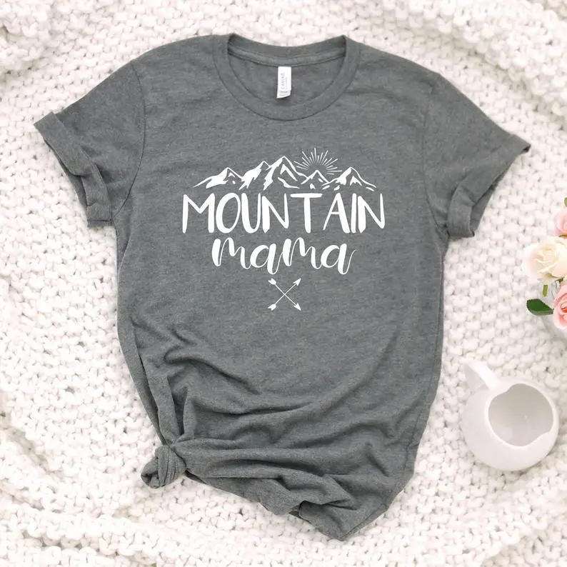 Mountain Mama Printed Black T-Shirt Short Sleeve - Image 3