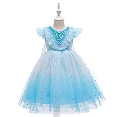 Ins Girls' Dress Elsa Princess Dress Frozen Elsa Cosplay Sequin Dress Little Princess — feature 10