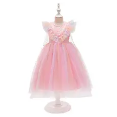 Ins Girls' Dress Elsa Princess Dress Frozen Elsa Cosplay Sequin Dress Little Princess — feature 9