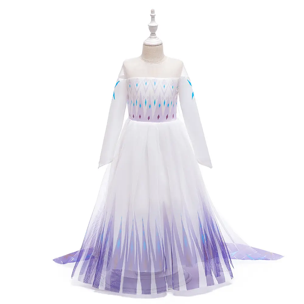 Ins Girls' Dress Elsa Princess Dress Frozen Elsa Cosplay Sequin Dress Little Princess