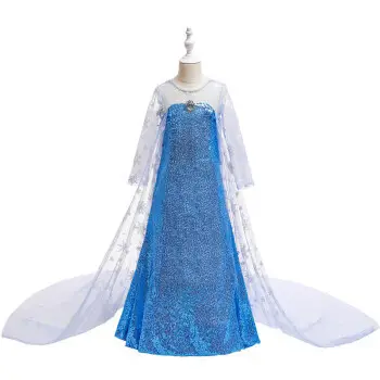 Ins Girls' Dress Elsa Princess Dress Frozen Elsa Cosplay Sequin Dress Little Princess