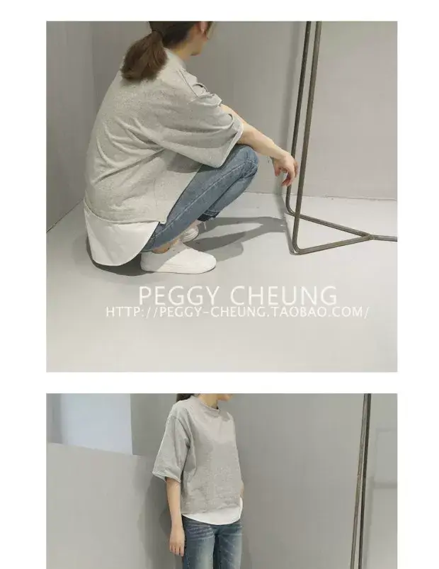 Women's Black Loose Fit T-Shirt with White Underlayer & Knee-Length Pants — feature 5