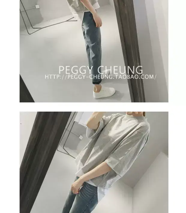 Women's Black Loose Fit T-Shirt with White Underlayer & Knee-Length Pants — feature 7
