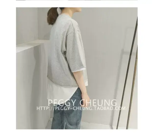 Women's Black Loose Fit T-Shirt with White Underlayer & Knee-Length Pants — feature 9