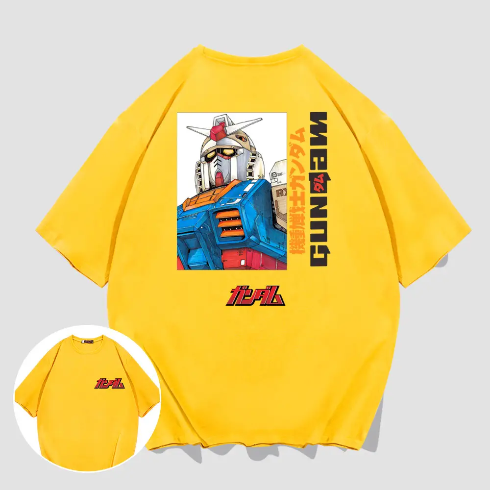 Men's Red Gundam Graphic T-Shirt Short Sleeve Summer - Image 3