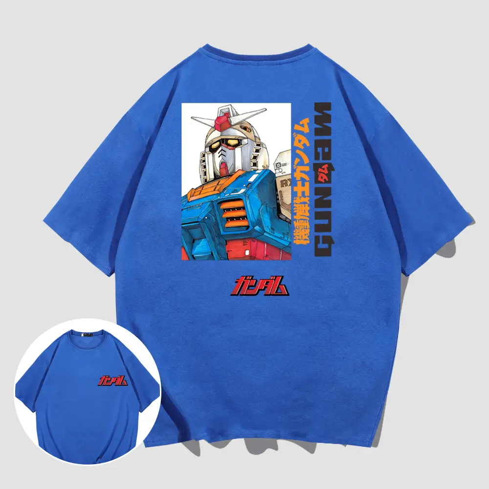Men's Red Gundam Graphic T-Shirt Short Sleeve Summer - Image 5