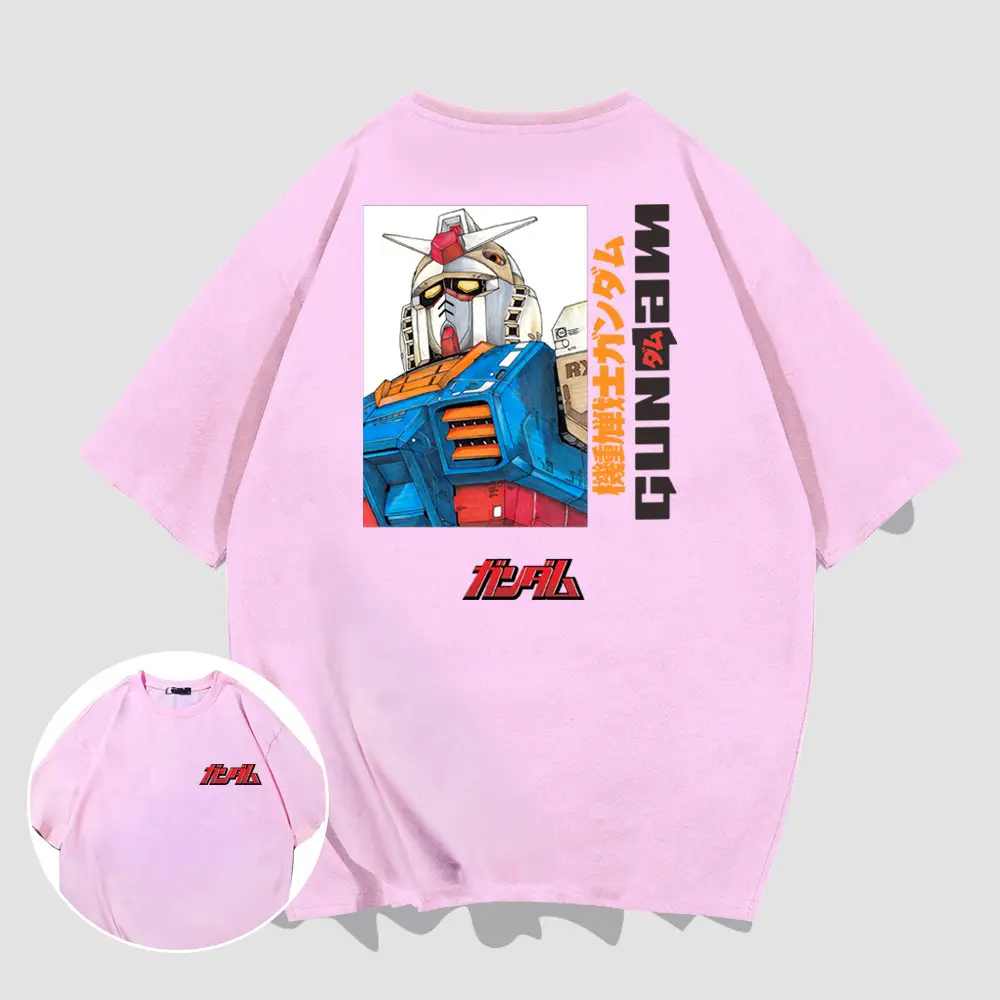 Men's Red Gundam Graphic T-Shirt Short Sleeve Summer - Image 6