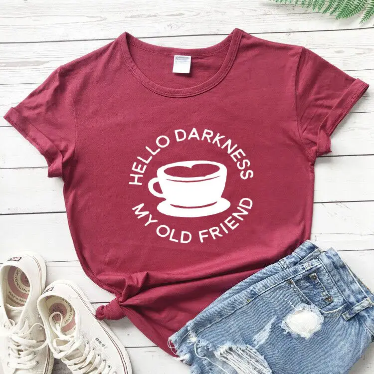 Hello Darkness My Old Friend T-Shirt Maroon - Image 10