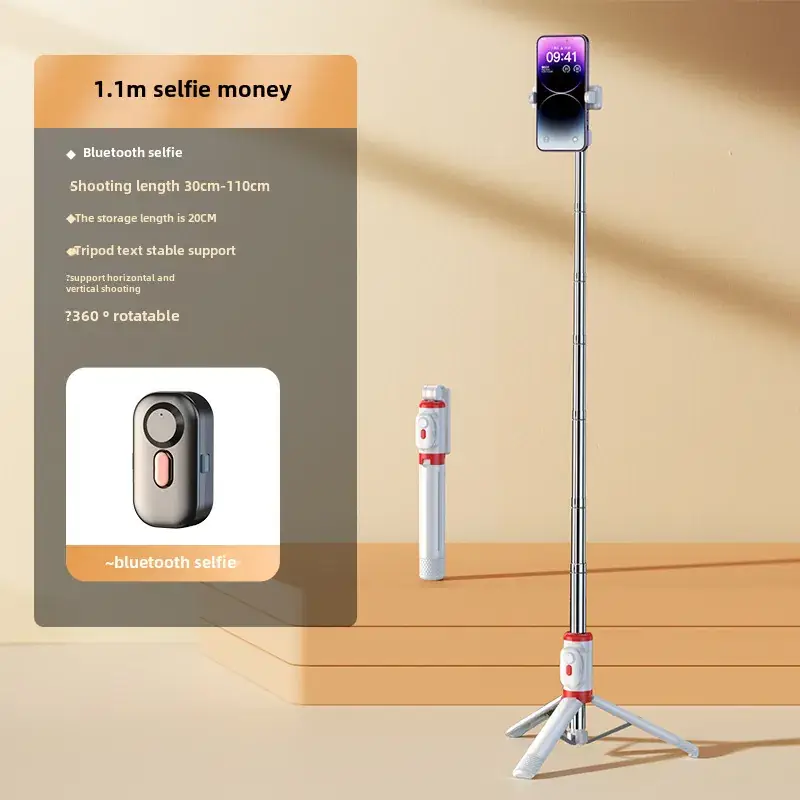 Pink Selfie Stick with Bluetooth Remote & Tripod Stand - Image 13