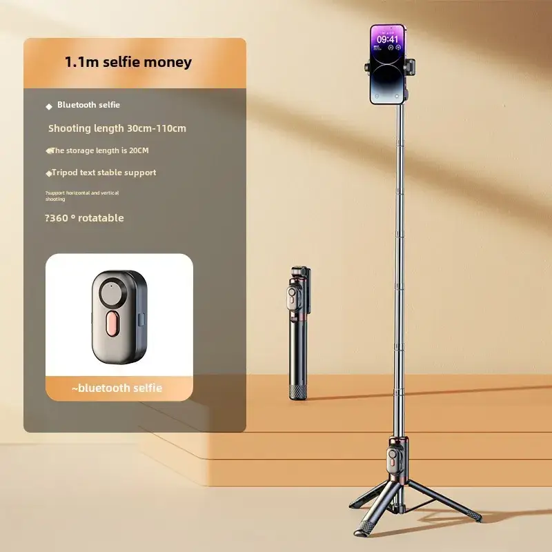 Pink Selfie Stick with Bluetooth Remote & Tripod Stand - Image 14