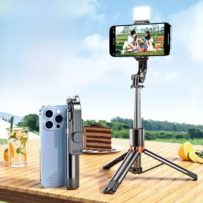 Pink Selfie Stick with Bluetooth Remote & Tripod Stand - Image 2