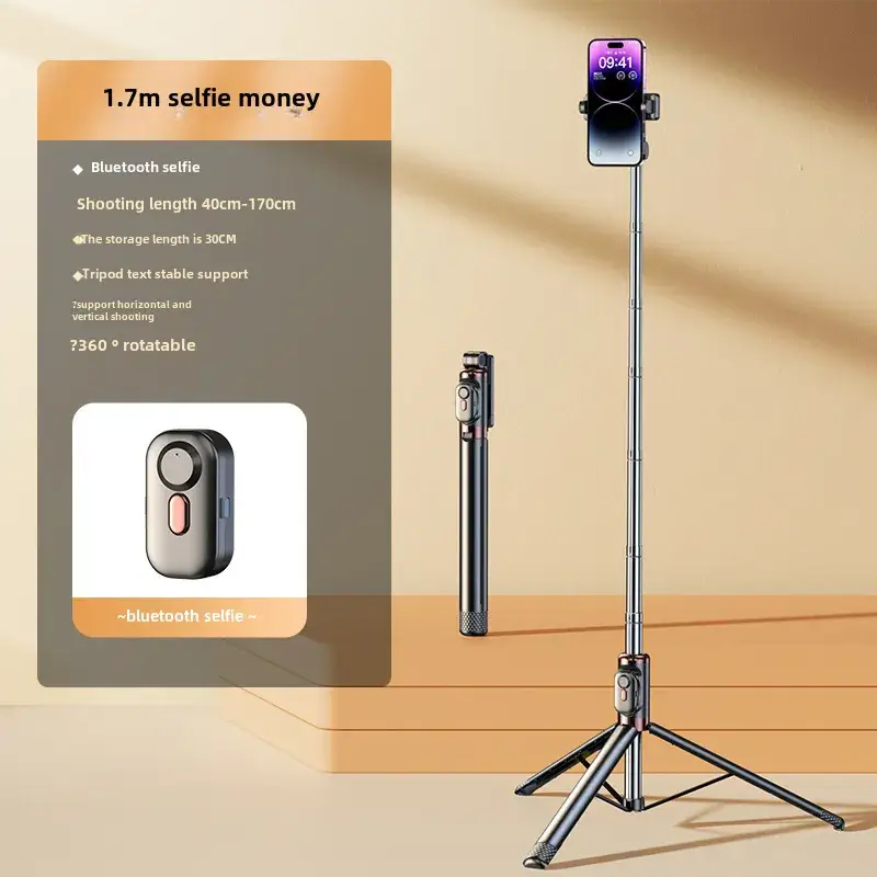 Pink Selfie Stick with Bluetooth Remote & Tripod Stand - Image 23