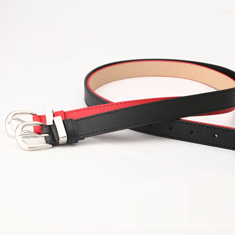 Black PU Leather Belt with Silver Buckle - Image 7