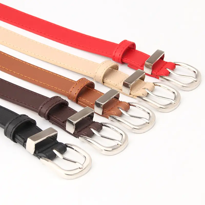 Black PU Leather Belt with Silver Buckle - Image 9