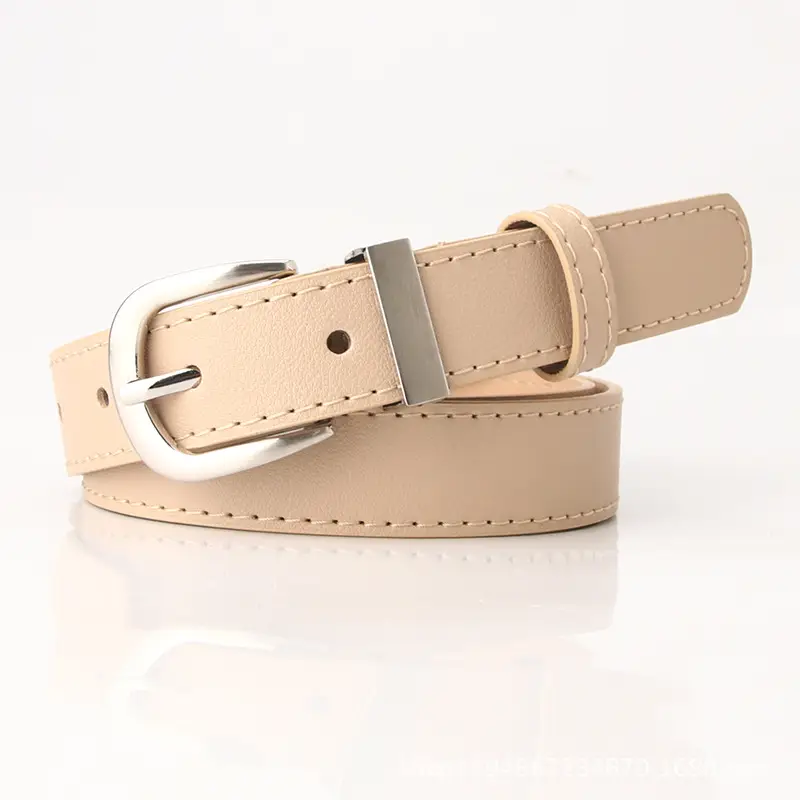 Black PU Leather Belt with Silver Buckle - Image 2