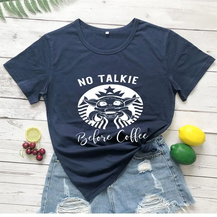 No Talkie Before Coffee Grey T-Shirt - Image 12