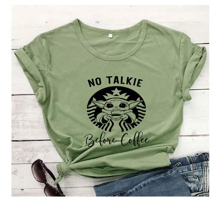 No Talkie Before Coffee Grey T-Shirt - Image 4