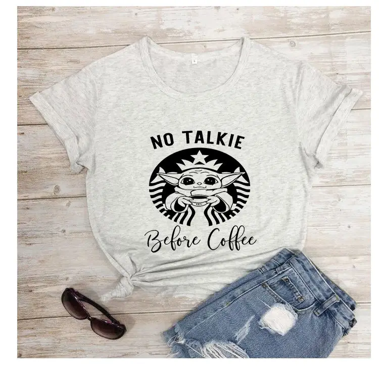 No Talkie Before Coffee Grey T-Shirt - Image 9