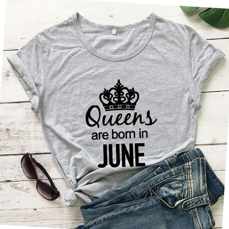 Queers Born in June T-Shirt Grey - Image 3