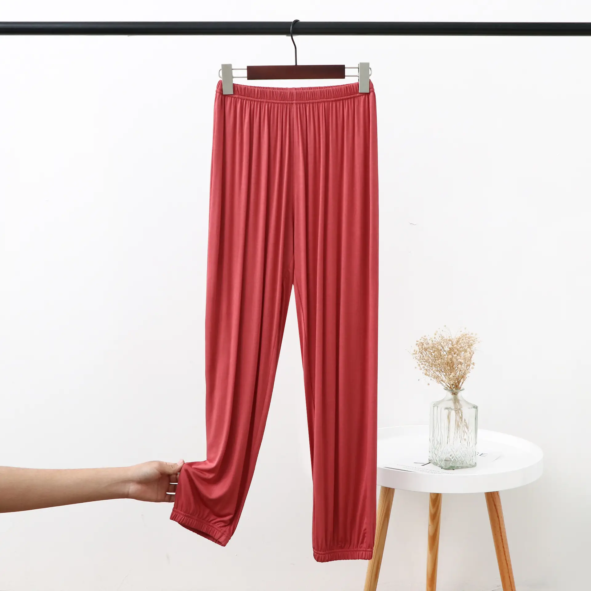 Red Modal Foot-Close Pants Large Casual Anti-Mosquito - Image 3