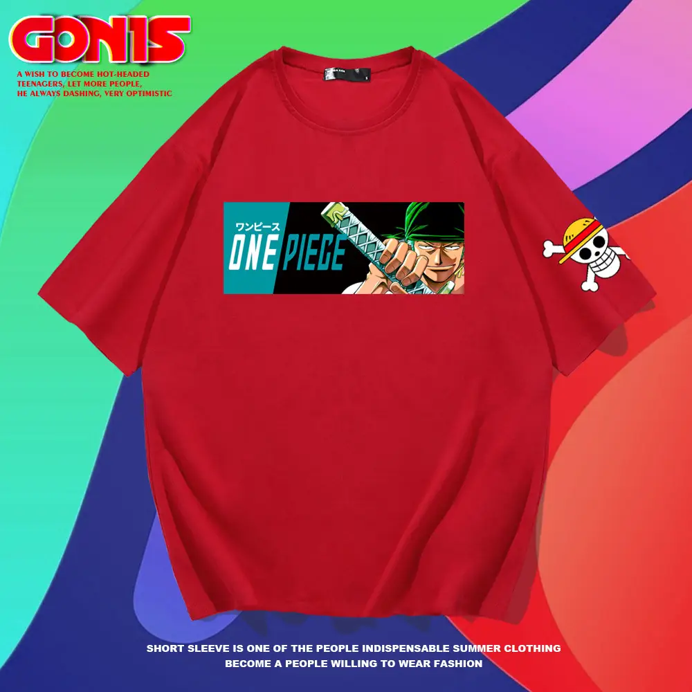 Men Women One Piece Printed T-Shirt Red Large - Image 38