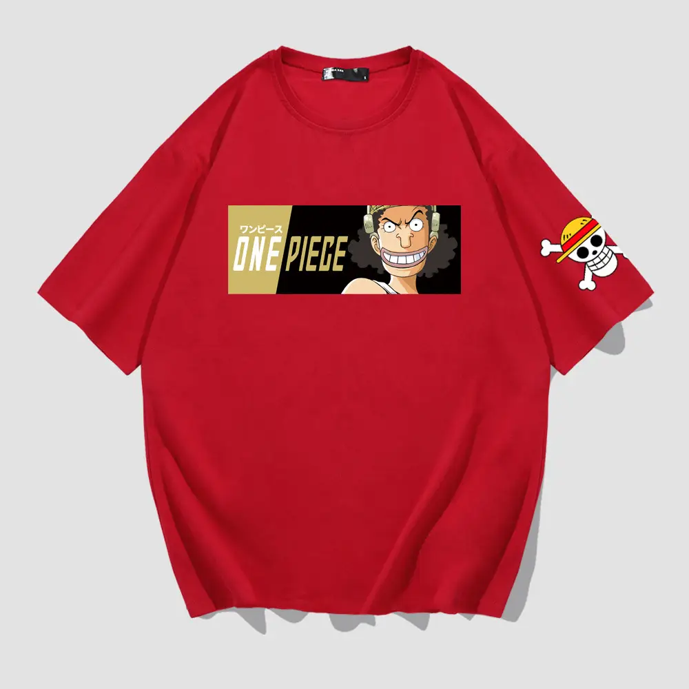 Men Women One Piece Printed T-Shirt Red Large - Image 4