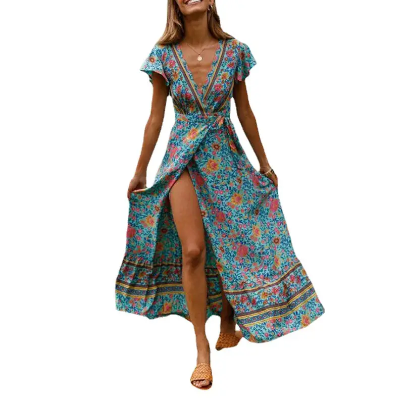 8 Chiffon Printed Long Skirt Dress for Women
