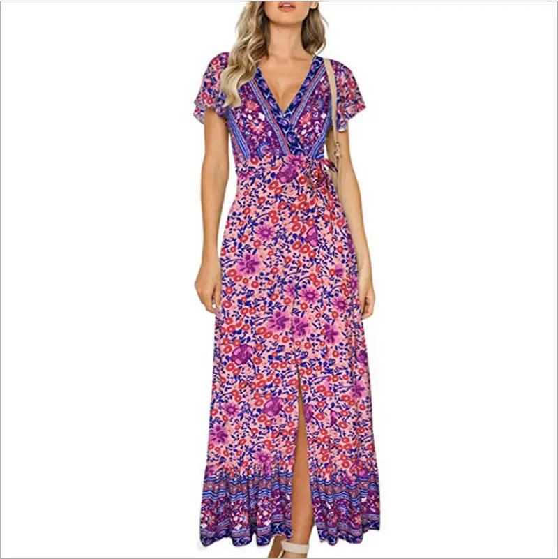 8 Chiffon Printed Long Skirt Dress for Women