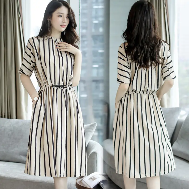 Summer Striped Women's Dress Large Size European Style - Image 3