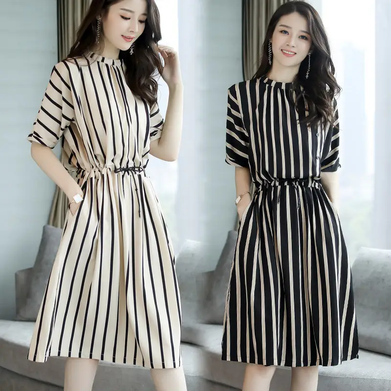 Summer Striped Women's Dress Large Size European Style - Image 5