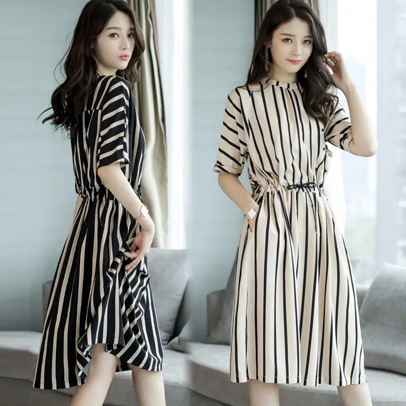 Summer Striped Women's Dress Large Size European Style - Image 6