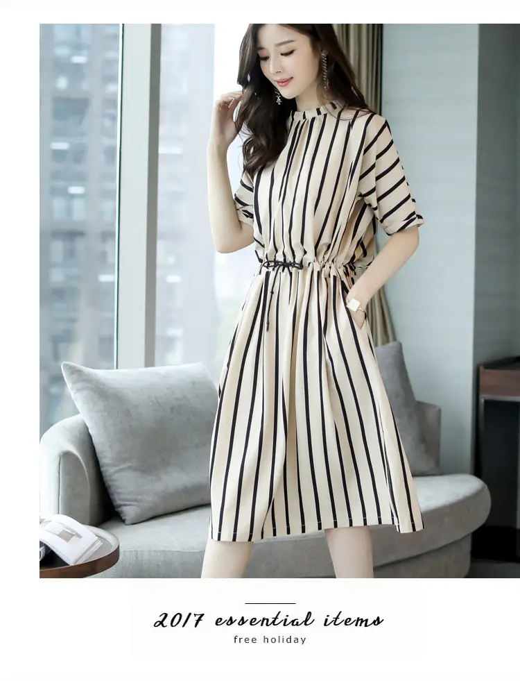 Summer Striped Women's Dress Large Size European Style — feature 11