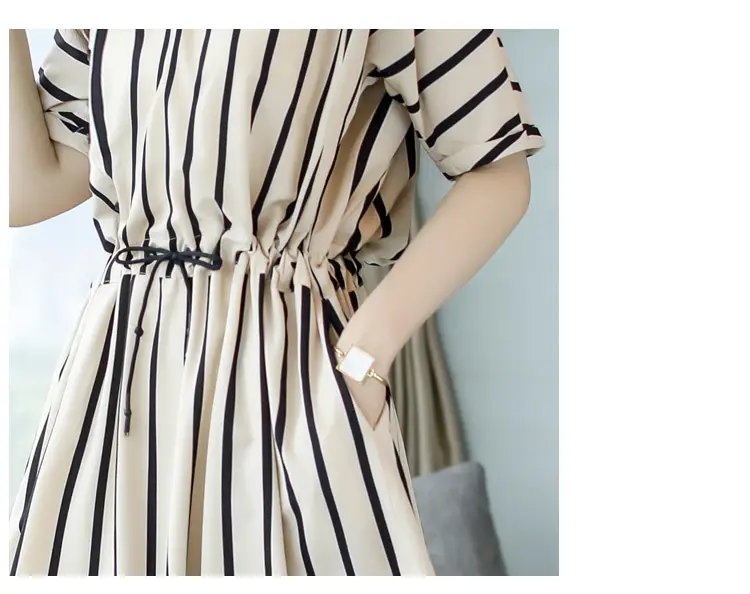 Summer Striped Women's Dress Large Size European Style — feature 14