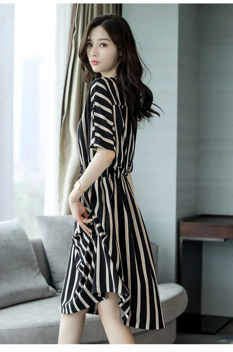 Summer Striped Women's Dress Large Size European Style — feature 7