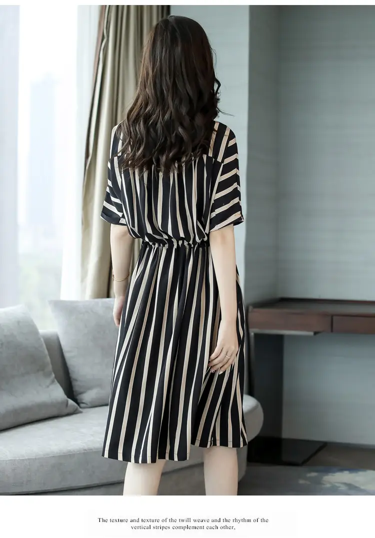 Summer Striped Women's Dress Large Size European Style — feature 8