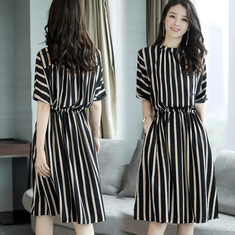 Summer Striped Women's Dress Large Size European Style - Image 2