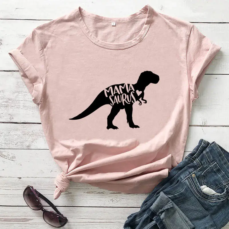 Mama Saurus Dinosaur T-Shirt Yellow Short Sleeve - Image 8